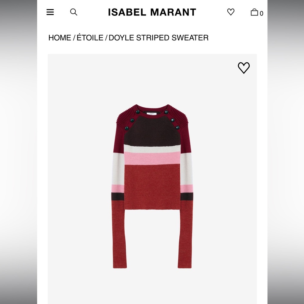 NWOT Isabel Marant DOYLE striped wool sweater - 38 FR / US 6 / M
